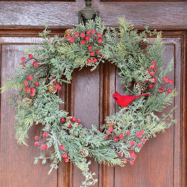 Icy Pine & Sugar Berry Cardinal Wreath - The Fox Decor